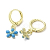 Flower Golden Brass Dangle Leverback Earrings EJEW-L268-009G-04-2