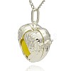 Silver Color Plated Brass Hollow Heart Cage Pendants KK-J241-08S-2