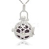 Silver Color Plated Brass Hollow Round Cage Pendants KK-J226-07S-1