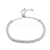 Adjustable Brass Round Beaded Slider Bracelets BJEW-D039-31A-P-1