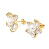 Brass Micro Pave Cubic Zirconia Enamel Stud Earrings CU-CBABA66-12A-G-4