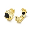 Glass Square Hoop Earrings EJEW-E270-01G-3