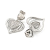 Heart Brass Pave Clear Cubic Zirconia Stud Earrings EJEW-M258-66P-2