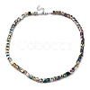 Glass Cube Beaded Necklace with 304 Stainless Steel Clasps NJEW-JN04400-3