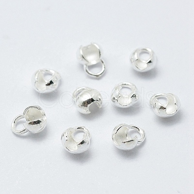 925 Sterling Silver Bead Tips Knot Covers STER-G027-25S-1