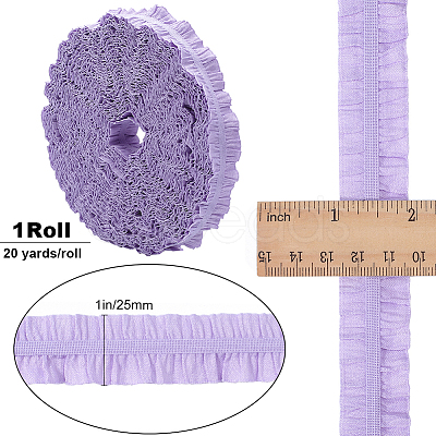 20 Yards Ruffled Polyester Elastic Lace Trim EW-WH0018-01B-1