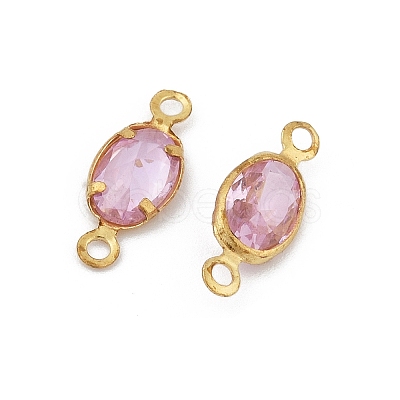 Brass Plum Cubic Zirconia Connector Charms KK-T070-09G-02-1