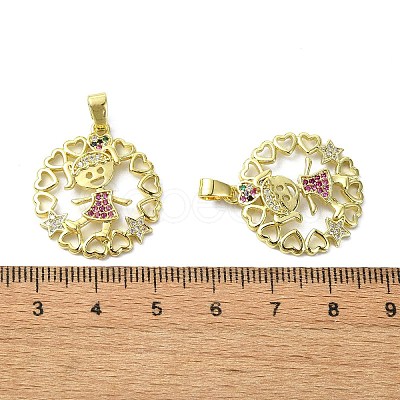 Rack Plating Brass Micro Pave Cubic Zirconia Pendants KK-R157-13C-G-1