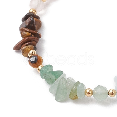 Chakra Natural Rose Quartz & Amethyst & Apatite & Aquamarine & Green Aventurine & Tiger Eye & Carnelian Chip Beaded Bracelets for Women BJEW-JB11741-02-1