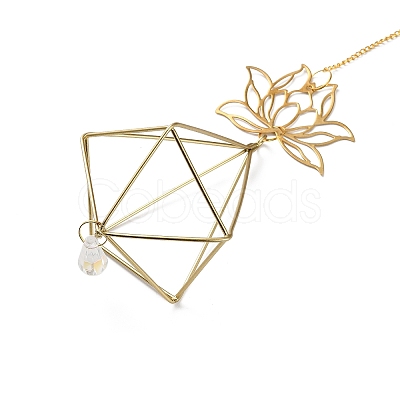Quartz Crystal & Brass Pendant Decorations HJEW-M007-01G-1