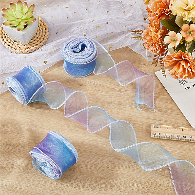 3Rolls Polyester Organza Ribbons SRIB-CY0001-37A-1