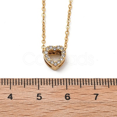 304 Stainless Steel Crystal Rhinestone Pendant Cable Chain Necklaces for Women NJEW-C062-01G-G-1