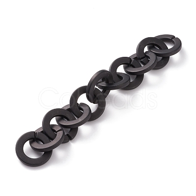 Handmade Opaque Spray Painted Acrylic Round Link Chains AJEW-JB00846-03-1