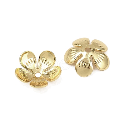 5-Petal Flower Brass Bead Caps KK-F921-11G-1