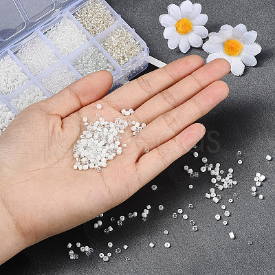 10 Style 12/0 & 8/0 Round Transparent & Silver Lined Round Hole & Trans & Opaque Colours Seed & Ceylon Glass Seed Beads SEED-YW0001-35-1