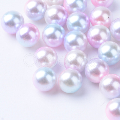 Rainbow Acrylic Imitation Pearl Beads OACR-R065-6mm-A01-1