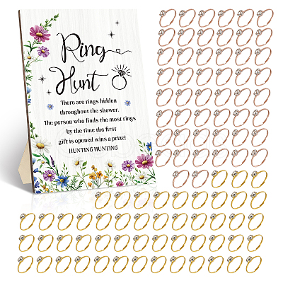 100Pcs Adjustable Alloy Rhinestone Finger Rings RJEW-CL0001-03C-1