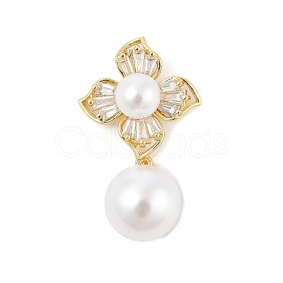 Brass Micro Pave Cubic Zirconia Pendants KK-P299-12G-1
