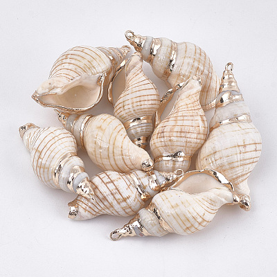 Electroplate Spiral Shell Pendants SSHEL-T009-13-1