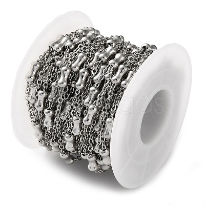 304 Stainless Steel Cable Chains with Beads CHS-F020-05P-1