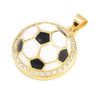 Football Brass Micro Pave Cubic Zirconia Pendants KK-A297-09K-G-1