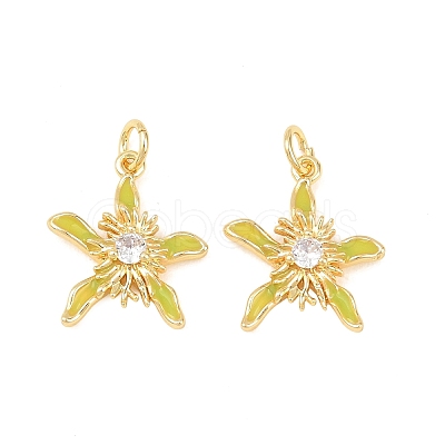 Brass Clear Cubic Zirconia Pendants KK-F931-11G-1