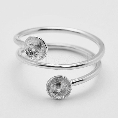 Anti-Tarnish Rhodium Plated 925 Sterling Silver Finger Design Ring Mounts Fittings with Pearl Seat STER-A070-040-1