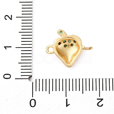 Brass Micro Pave Green Cubic Zirconia Fruit Connector Charms KK-I276-15G-A01-1