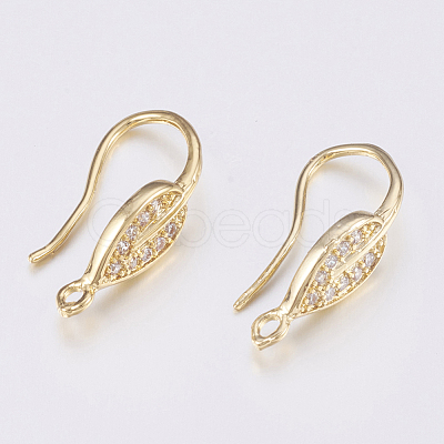 Brass Micro Pave Cubic Zirconia Earring Hooks ZIRC-K075-38G-1