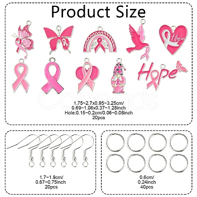 DIY Pink Awareness Ribbon Alloy Enamel Dangle Earring Making Kits DIY-YW0010-56-1