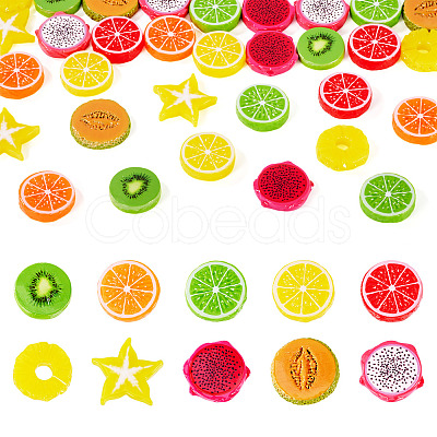 40Pcs 10 Styles Resin Imitation Fruit Model DJEW-TA0001-18-1