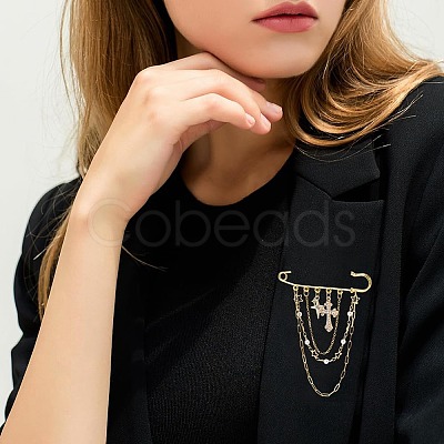 2Pcs 2 Styles Steel Brooches JEWB-BM0001-01G-1