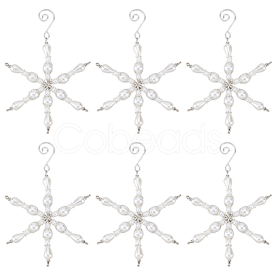 Snowflake Glass Pendant Decoration HJEW-GO00054-1