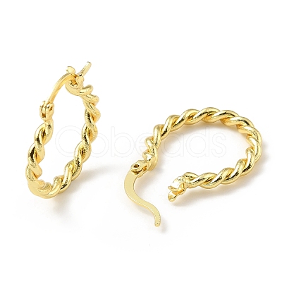 Brass Twist Rope Hoop Earrings for Women EJEW-A070-10G-1