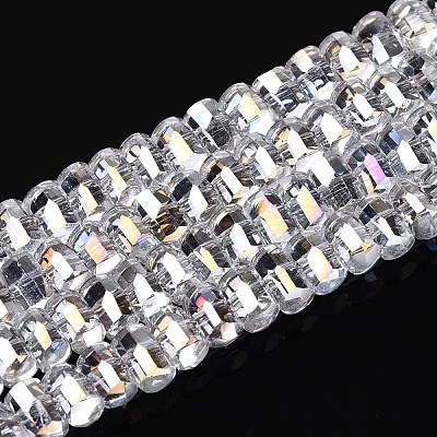 Electroplate Transparent Glass Beads Strands EGLA-N022-09A-B11-1