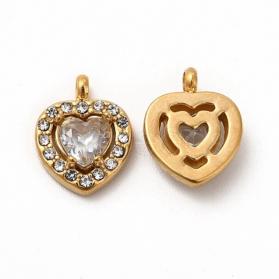 PVD Vacuum Plating 304 Stainless Steel Cubic Zirconia Pendants STAS-A076-02G-01-1