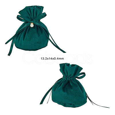 Velvet Jewelry Bags with Drawstring & Plastic Imitation Pearl TP-CJC0001-03B-1