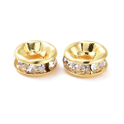 Brass Crystal Rhinestone Spacer Beads KK-G418-14G-B-1