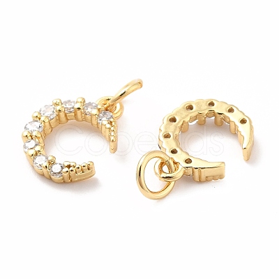 Rack Plating Brass Micro Pave Cubic Zirconia Pendants KK-B057-08G-1