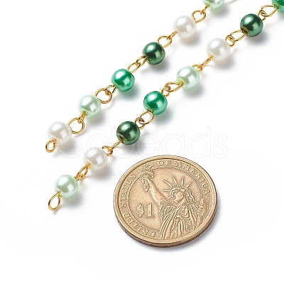 Handmade Glass Pearl Round Beaded Chains AJEW-SZ0002-40D-1