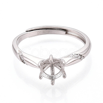 Rhodium Plated 925 Sterling Silver Micro Pave Cubic Zirconia Engagement Solitaire Ring Settings STER-N016-72P-1