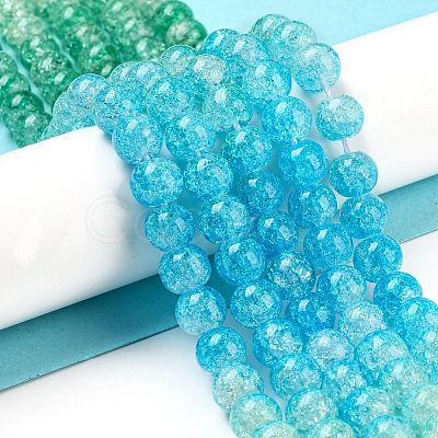 Spray Painted Crackle Glass Beads Strands DGLA-C002-8mm-10-1
