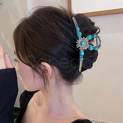 Synthetic Turquoise Claw Hair Clips PW-WGD274A-01-1