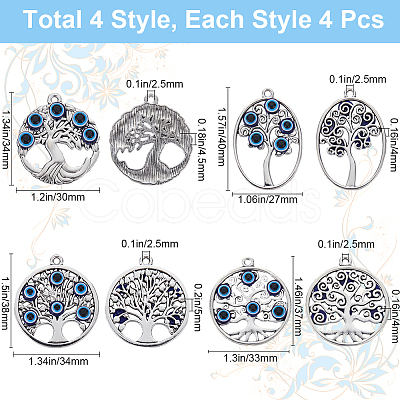 16Pcs 4 Styles Tibetan Style Alloy Pendants FIND-SC0009-14-1