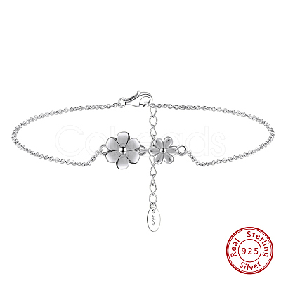 925 Sterling Silver Anklet AJEW-Z029-05P-1