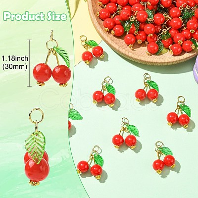 50Pcs Acrylic Cherry Pendants PALLOY-CJ00164-1