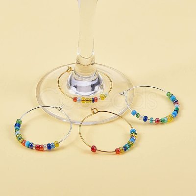 Brass Wine Glass Charm Rings Hoop Earrings KK-PH0028-01M-1