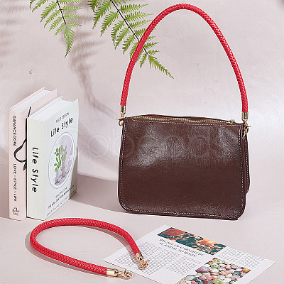 PU Imitation Leather Zinc Alloy Woven Bag Handles FIND-WH0400-20-1
