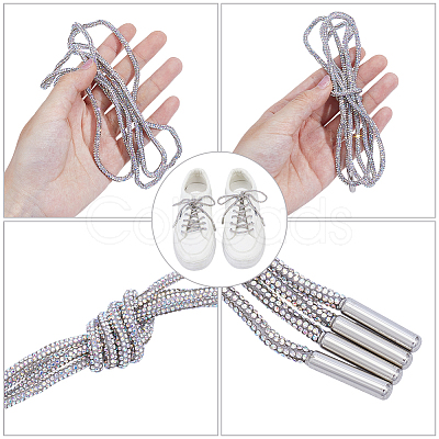 Rubber Rhinestone Shoelaces AJEW-WH0752-498B-1