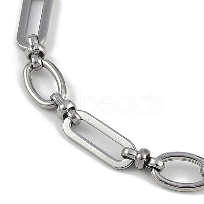 Anti-Tarnish 304 Stainless Steel Oval Link Chain Anklets AJEW-A057-01P-1